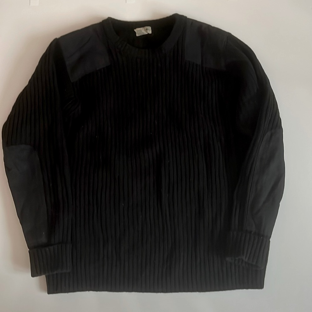 LL Bean Mens 2XL XXL 100% Merino Lambs Wool Commando Crewneck Sweater Black